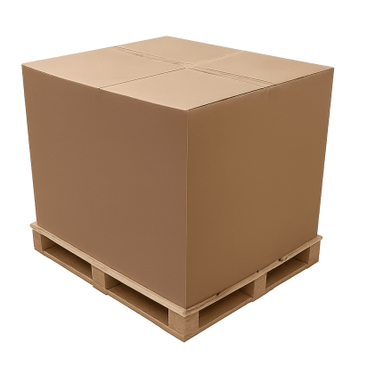 Cardboard crates on pallets — bulk corrugated packaging for manufacturers, warehousing, and export from Rosslyn, Pretoria